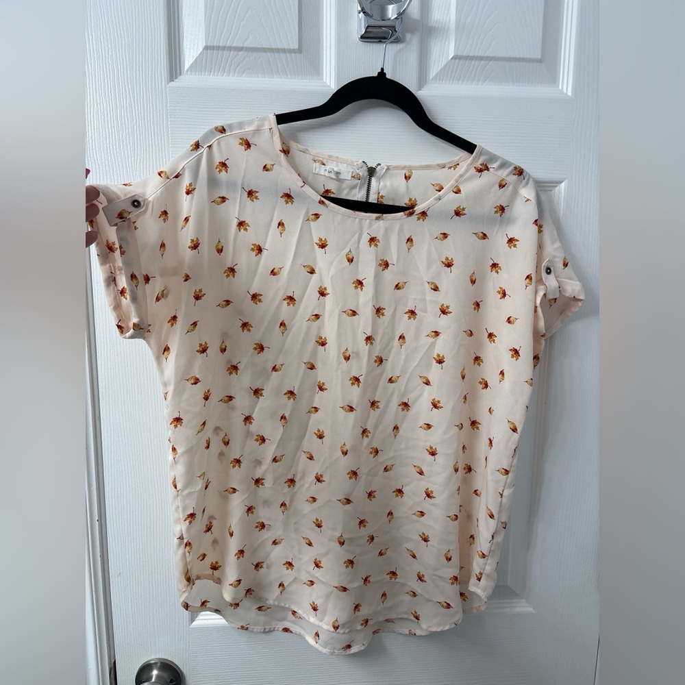 Maurices Cream and Orange Floral Blouse